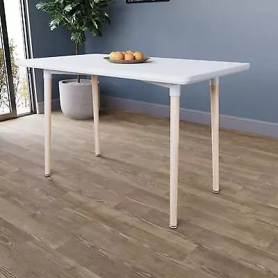 Modern Dining Table 2/3/4 Seater Wood Legs Kitchen Room Furniture White Grey • £51.99