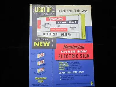 Vintage Paper Advertising Remington Chainsaw Light Up Sign Dealer Dupont • $9.18