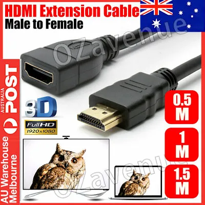 $5.99 • Buy HDMI Extension Cable Male To Female Lead High Speed Extender Adapter