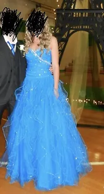 Beautiful MoriLee Prom Pageant Dress Size 4 Blue Tulle Sparkles Princess • $149