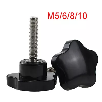 £2.03 • Buy M5 M6 M8 M10 Black Plastic Pentagram Head Star Thumb Screws Hand Grip Knob Bolts