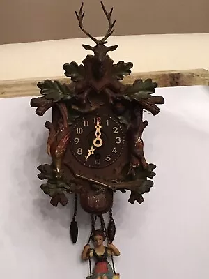 Antique Wooden & Bobbing Hunting Beautiful Miniature Cuckoo Clock 👌 • $50