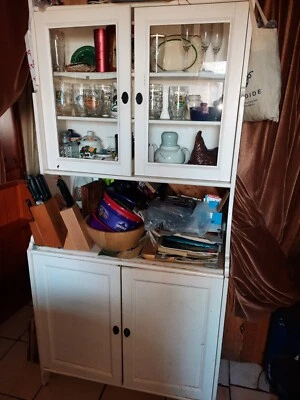 PRICEDROP £90 START 60's KITCHEN CABINET GLAZED UPPER DOORS RETRO SHAKER UPCYCLE • £90