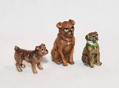 Vienna Bronze Miniature Tiny Bermann Pug Dogs Brown X3 • $149.50