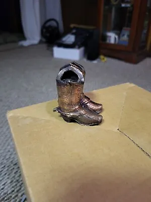 SOUVENIR VINTAGE BRONZE/BRASS COWBOY BOOTS MINI 2.5  X 2  X 2' M-426 • $12