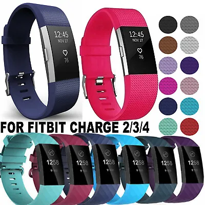 Silicone Sports Watch Strap For Fitbit Charge 2 /3 /4 Band Wristband Replacement • $8.49