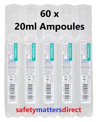 60x Saline Solution Eyewash & Wound Irrigation 20ml Ampoule Sodium Chloride 0.9% • $49.95