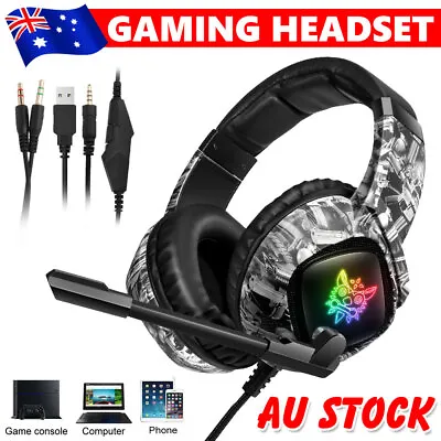 $28.15 • Buy Gaming Headset Headphones 3.5mm LED Mic Stereos For PS4 Xbox One PC Laptop IPad
