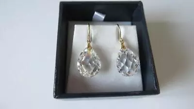 QVC Tova Diamonique 14ct Yellow Gold Pear Facet Cut CZ Dangle Drop Earrings • £155