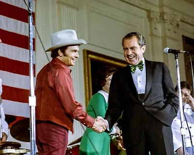 8x10 Glossy Color Art Print President Nixon With Country Musician Merle Haggard • $8.95