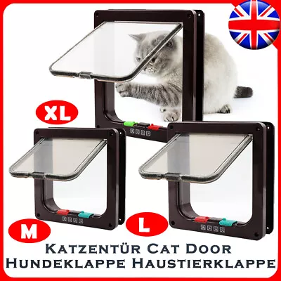 £9.99 • Buy Pet Door 4 Way Locking Small Medium Large Dog Cat Flap Magnetic White Frame