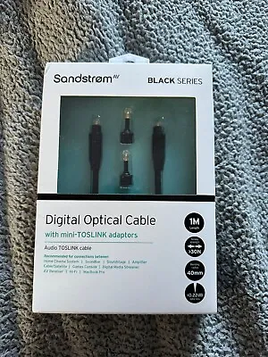 Sandstream Black Series Digital Optical  Cable With Mini TOSLINK Adapters Mint • £4.99