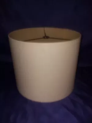  Lamp Drum Style Shade Linen Beige Fabric Mid Century Vintage - Nice! 9  X 8.5  • $49