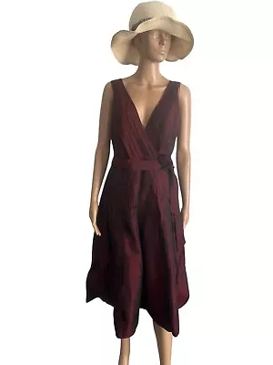 Mexx Womens Sleeveless V-Neck Dress In Burgundy UK 12 New With Tag • £30