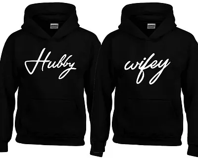 Hubby Wifey Couple HOODIE Sweatshirt Cute Best Matching Wedding Day Hers His • $62.49