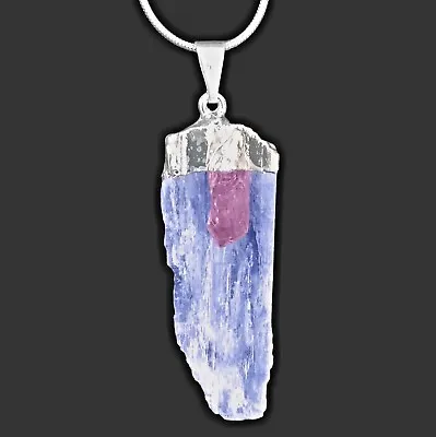 Blue Kyanite AMETHYST Crystal Chakra Pendant Sterling Silver Necklace Reiki Natu • $15.98