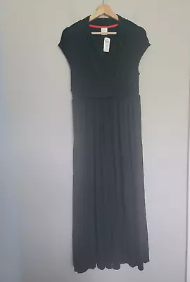 NWT Soma Sz M Faux Wrap Sleeveless Soft Jersey Maxi Dress Black • $26.89