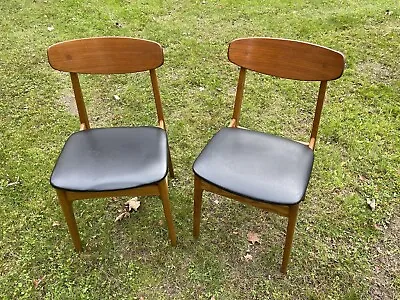 MCM Mid-Century Danish Modern Teak Side Chairs - Vinde Mobelfabrik - PAIR • $398.98