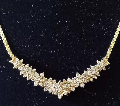 Diamond V Shape 2 Ct. T.W. Diamond Cluster Neckless 10k Yellow Gold ( NOT LAB ) • $1995