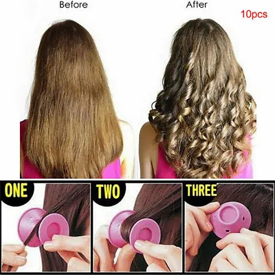 £3.55 • Buy 10Pop Silicone Hair Curler Spiral Roller Hair DIY No Heat Magic Spiral Clip Tool