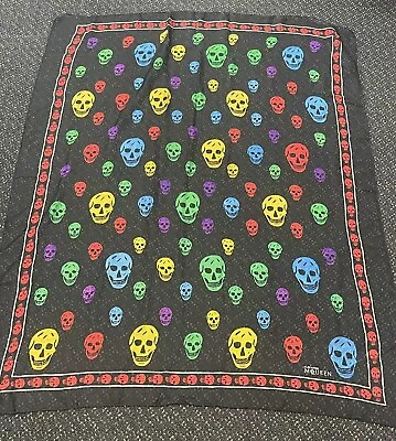 $110 • Buy Alexander McQueen Skull Scarf 100% Silk Black/Multi Coloured