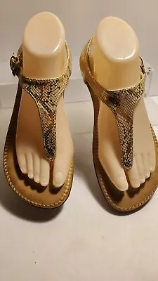 Volatile Womens Metallic Flip Flop Sandals Size 8 M Snake Print Gold • $17.49