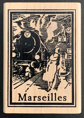 Tin Can Mail Retro Marseilles Travel Train Rubber Stamp • $9.99