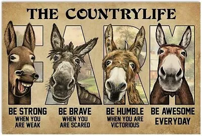 Donkey Farm Becomes A Strong Poster Metal Tin SignMetal Plaque Sign 8x12inch Ti • $21.19