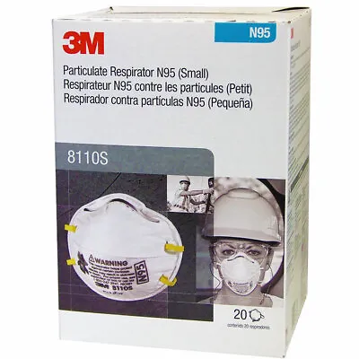 3M 8110S Disposable SMALL Face Masks Particulate Respirator Dust Particle 20 BX • $7.64