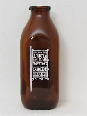 SSPQ AMBER Milk Bottle Country Fresh Dairy Brattleboro VT Greefield MA Keene NH • $19.99