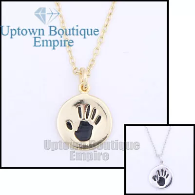 925 Sterling Silver Child New Born Baby Hand Print Pendant Necklace *001 • $16.98