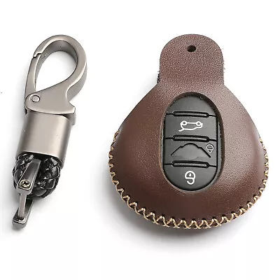 Brown Leather Cover For Mini Cooper F55 F56 F57 4 Buttons Remote Key Fob Case • $7.99