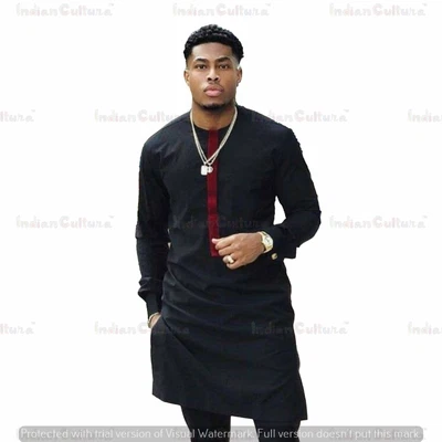 £31.19 • Buy Indian Clothing Fashion Shirt Men's Kurta Cotton India Dress Kurta Color Black