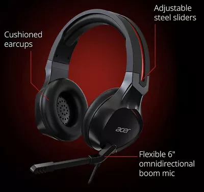 Acer Nitro Gaming Headset With Flexible Omnidirectional Mic Adjustable Headband • $79.99
