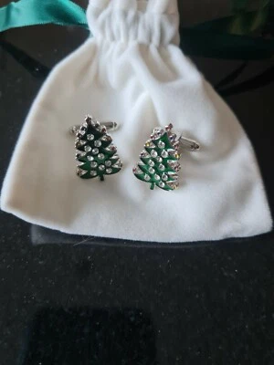 £5.99 • Buy Green Christmas Tree Cufflinks Perfect Christmas Gift Novelty Secret Santa
