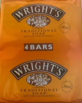 WRIGHTS TRADITIONAL COAL TAR ANTISEPTIC SOAP X 4  100g 1 3 6 Pack • £6.49