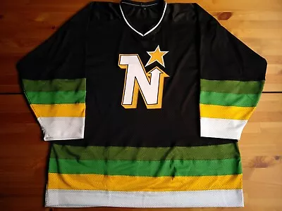 XXL (56CCM) Minnesota North Stars 1989 BLACK Unused Road Vtg Replica Mesh Jersey • $150