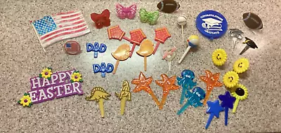 Vintage Cupcake Cake Decorations Plastic Picks Lots Of Different Shapes & Design • $14.80