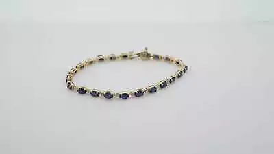 $800 • Buy Blue Sapphire Diamonds Tennis Bracelet 14K Yellow Gold #24914
