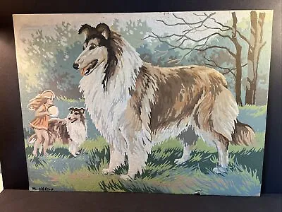 Vintage Dog Painting Paint By Number PBN Collie Lassie Unframed MCM 1961 • $22.99