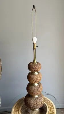 Vintage Laurel Mid Century Modern Brass And Stacked Cork Balls Table Lamp • $275