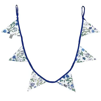 Gisela Graham Floral Bunting Violet Spring Design Blue White And Green 185cm • £11.49