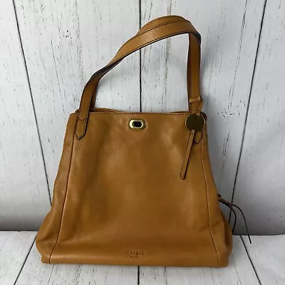 Margot New York Marcy Leather Tote Shoulder Handbag/Purse Triple Entry Brown • $45