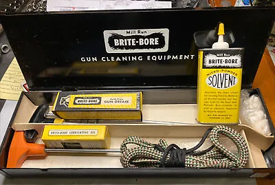 Vintage MILL RUN BRITE-BORE GUN CLEANING KIT Oil Can Grease Mint Condition • $17.95