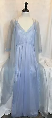 Montgomery Ward Sheer Vintage Peignoir Lace Negligee Robe Hi Slit Long Medium • $39.99