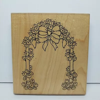 Rubber JRL Design Stamp Wedding Bower Arbor Garden Arch Wood Mount 5.25  X 5.5  • $6.74