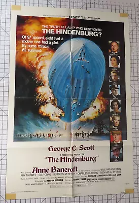 THE HINDENBURG Movie Poster 1975 27” X 41” Original One Sheet Folded Scott • $19.95