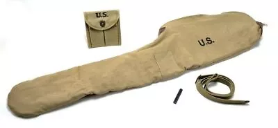 WW2 .30 M1 CARBINE SLING OILER BUTTSTOCK POUCH & FLEECE CASE KHAKI Dated 1942 • $62.99