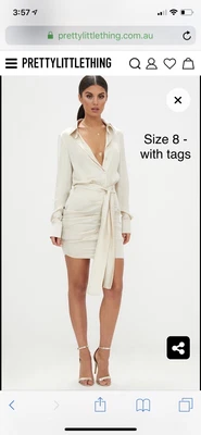 $30 • Buy Pretty Little Thing - Cream Shirt Dress BNWT