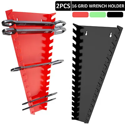 2-PACK Spanner Rack 16 Slots Wrench Holder Organiser Garage Tool Storage/¬* • £10.13